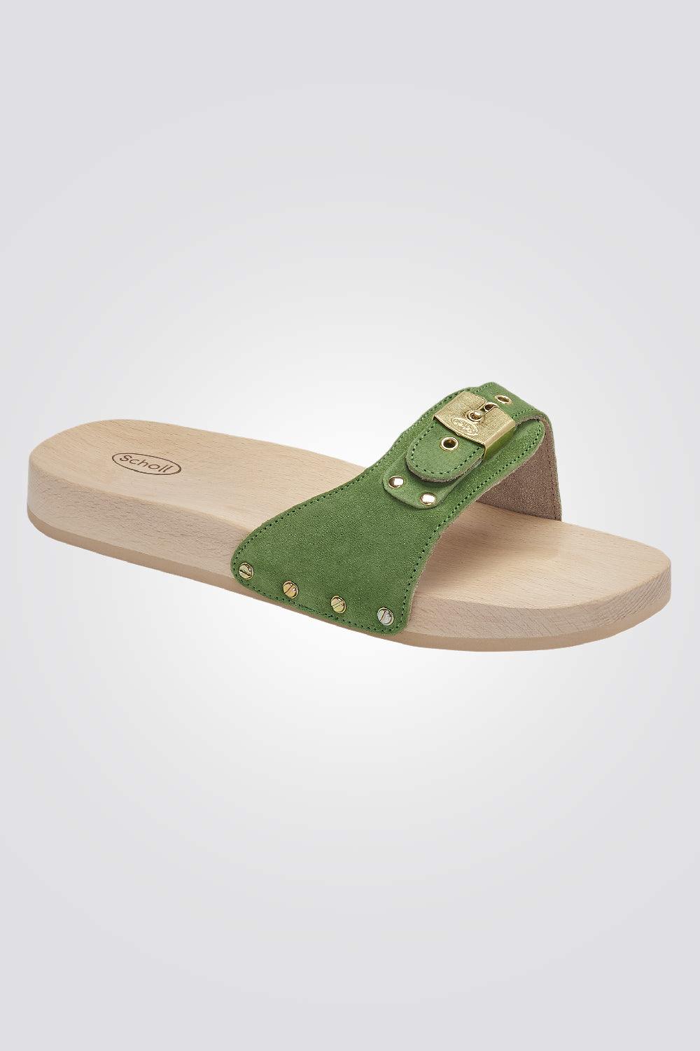 Scholl - כפכף נוחות מזמש PESCURA FLAT SUETRIS בצבע ירוק - MASHBIR//365