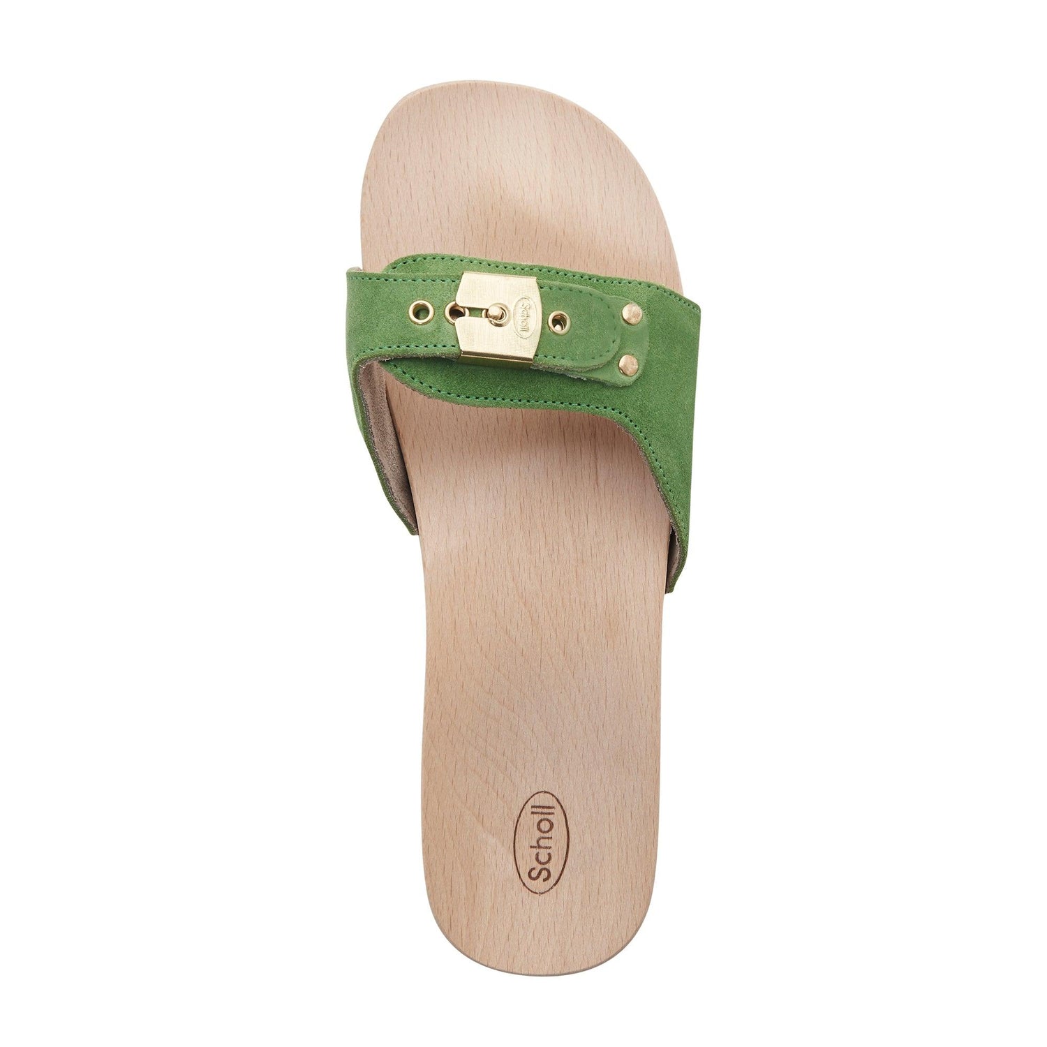 Scholl - כפכף נוחות מזמש PESCURA FLAT SUETRIS בצבע ירוק - MASHBIR//365