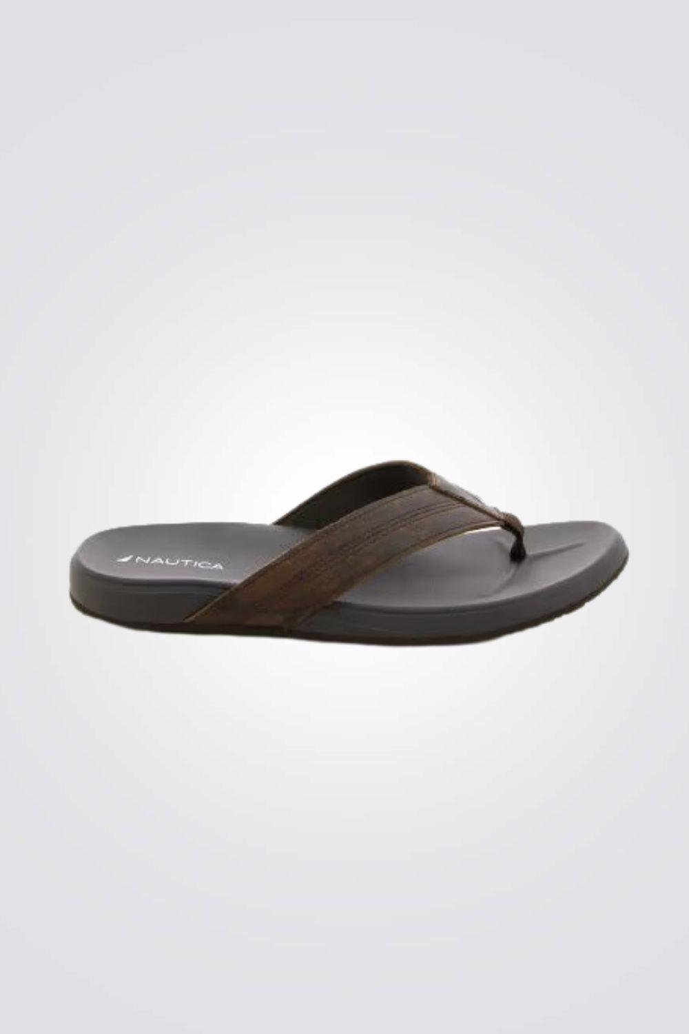 NAUTICA - כפכפי אצבע LEATHER FLIP FLOPS לגבר בצבע חום - MASHBIR//365