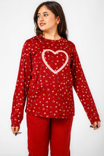 BONITA DE MAS - פיג'מה לבבות אינטרלוק בצבע אדום - MASHBIR//365