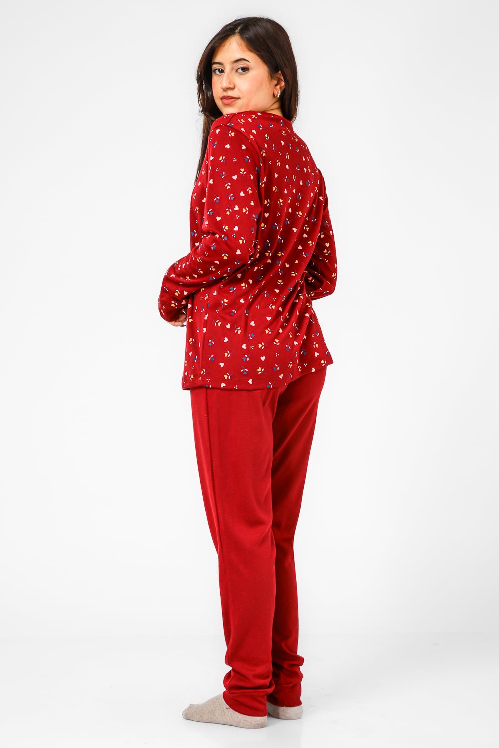 BONITA DE MAS - פיג'מה לבבות אינטרלוק בצבע אדום - MASHBIR//365