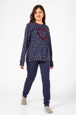 BONITA DE MAS - פיג'מה לבבות אינטרלוק בצבע נייבי - MASHBIR//365