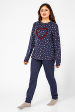 BONITA DE MAS - פיג'מה לבבות אינטרלוק בצבע נייבי - MASHBIR//365