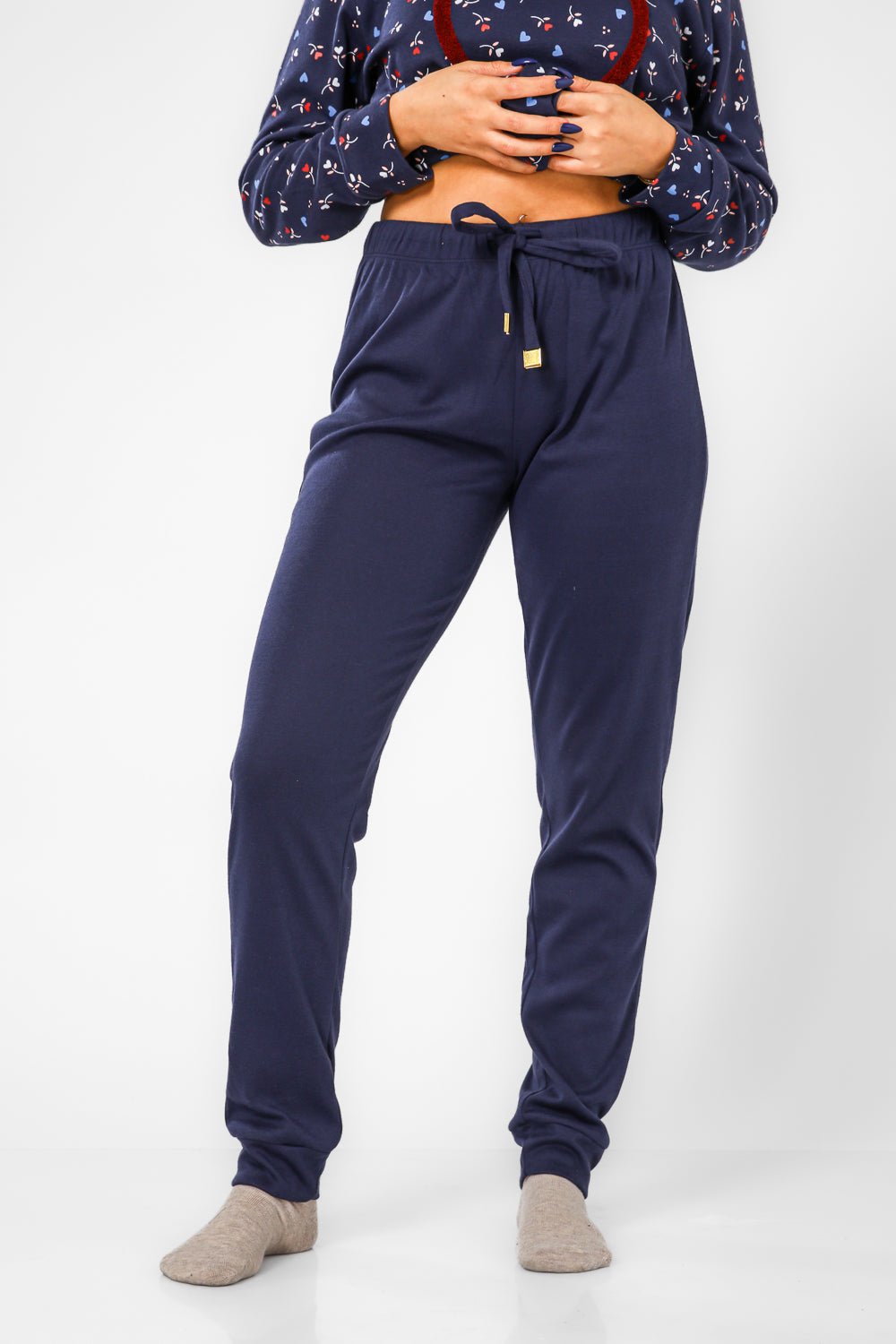 BONITA DE MAS - פיג'מה לבבות אינטרלוק בצבע נייבי - MASHBIR//365