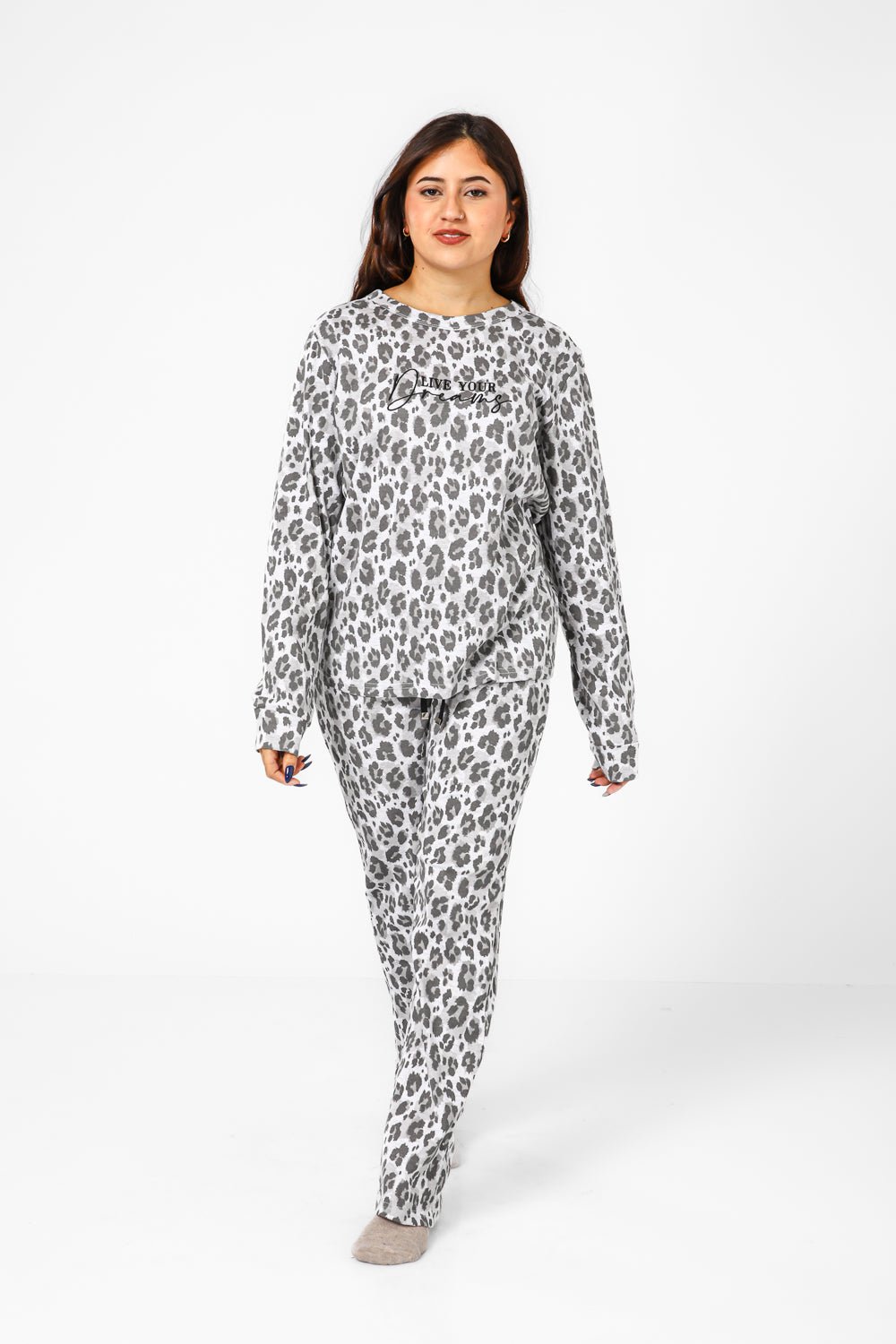 BONITA DE MAS - פיג'מה מנומרת כותנה בצבע אפור - MASHBIR//365