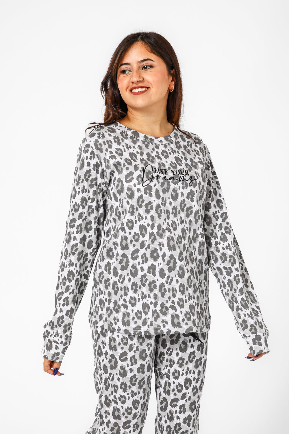 BONITA DE MAS - פיג'מה מנומרת כותנה בצבע אפור - MASHBIR//365