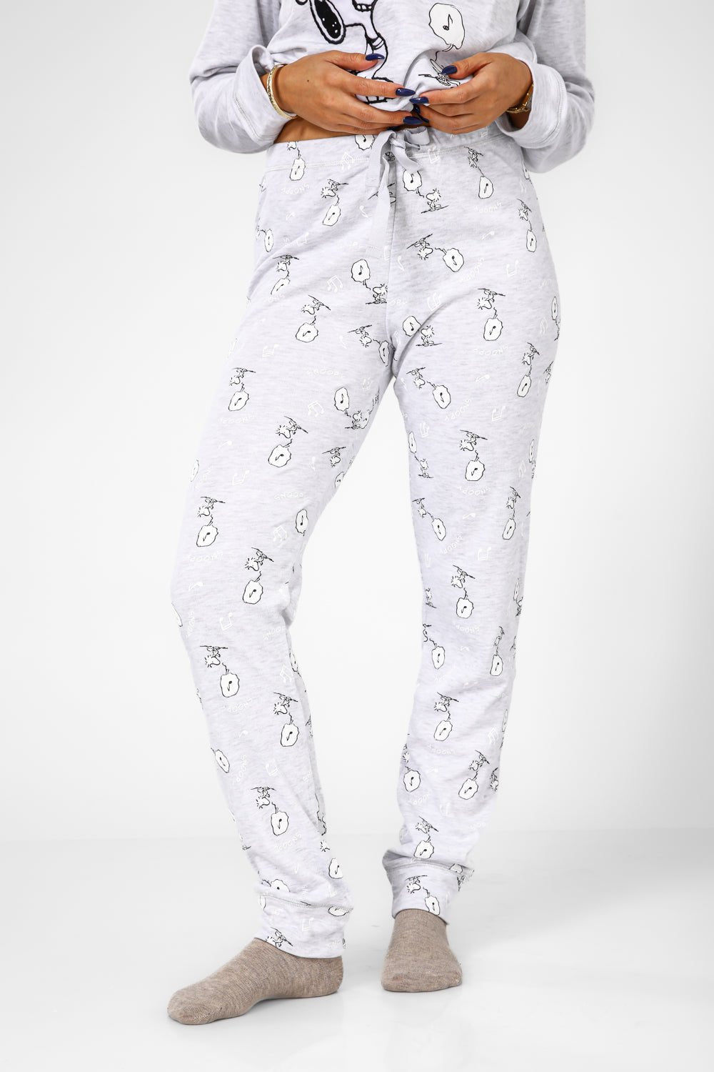 BONITA DE MAS - פיג'מה סנופי אינטרלוק בצבע אפור בהיר - MASHBIR//365