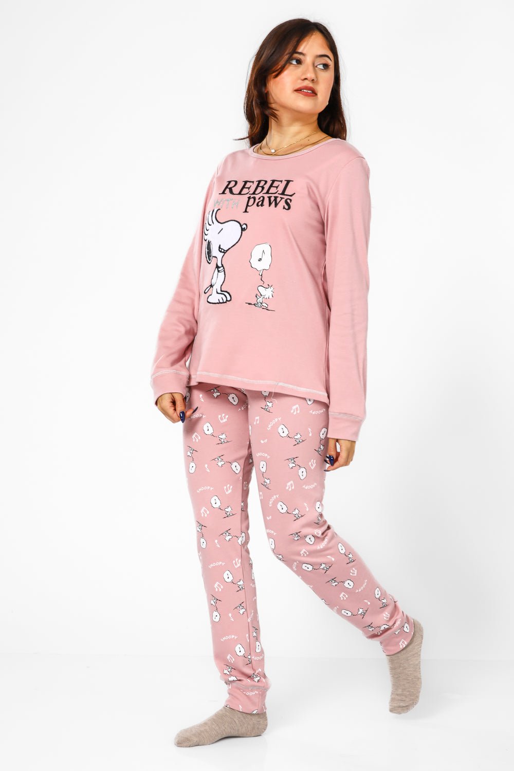 BONITA DE MAS - פיג'מה סנופי אינטרלוק בצבע ורוד - MASHBIR//365