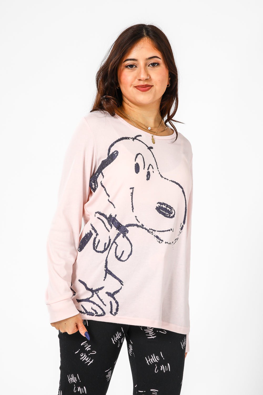 BONITA DE MAS - פיג'מה סנופי מחייך אינטרלוק בצבע ורוד - MASHBIR//365