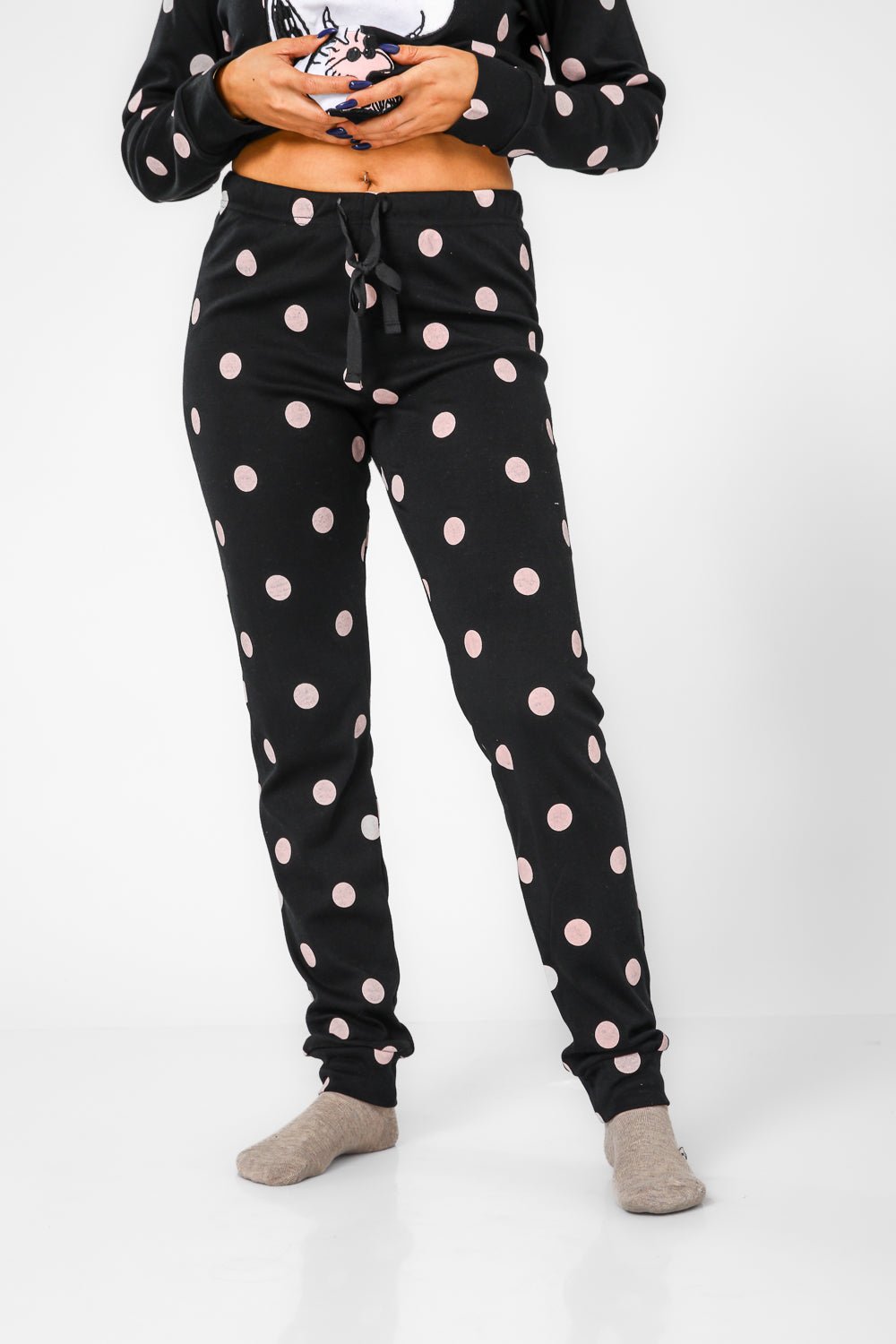 BONITA DE MAS - פיג'מה סנופי נקודות אינטרלוק בצבע שחור - MASHBIR//365