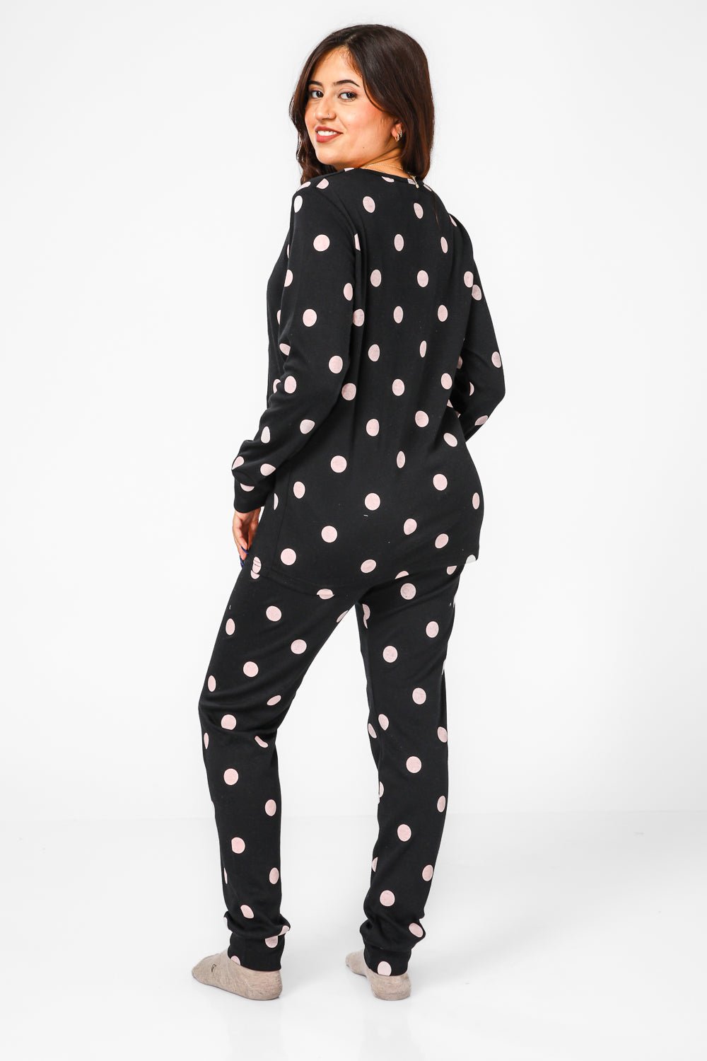BONITA DE MAS - פיג'מה סנופי נקודות אינטרלוק בצבע שחור - MASHBIR//365