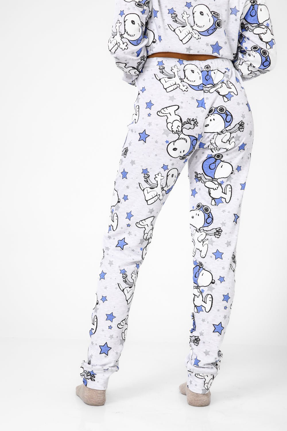 BONITA DE MAS - פיג'מה סנופי כוכבים אינטרלוק בצבע אפור - MASHBIR//365