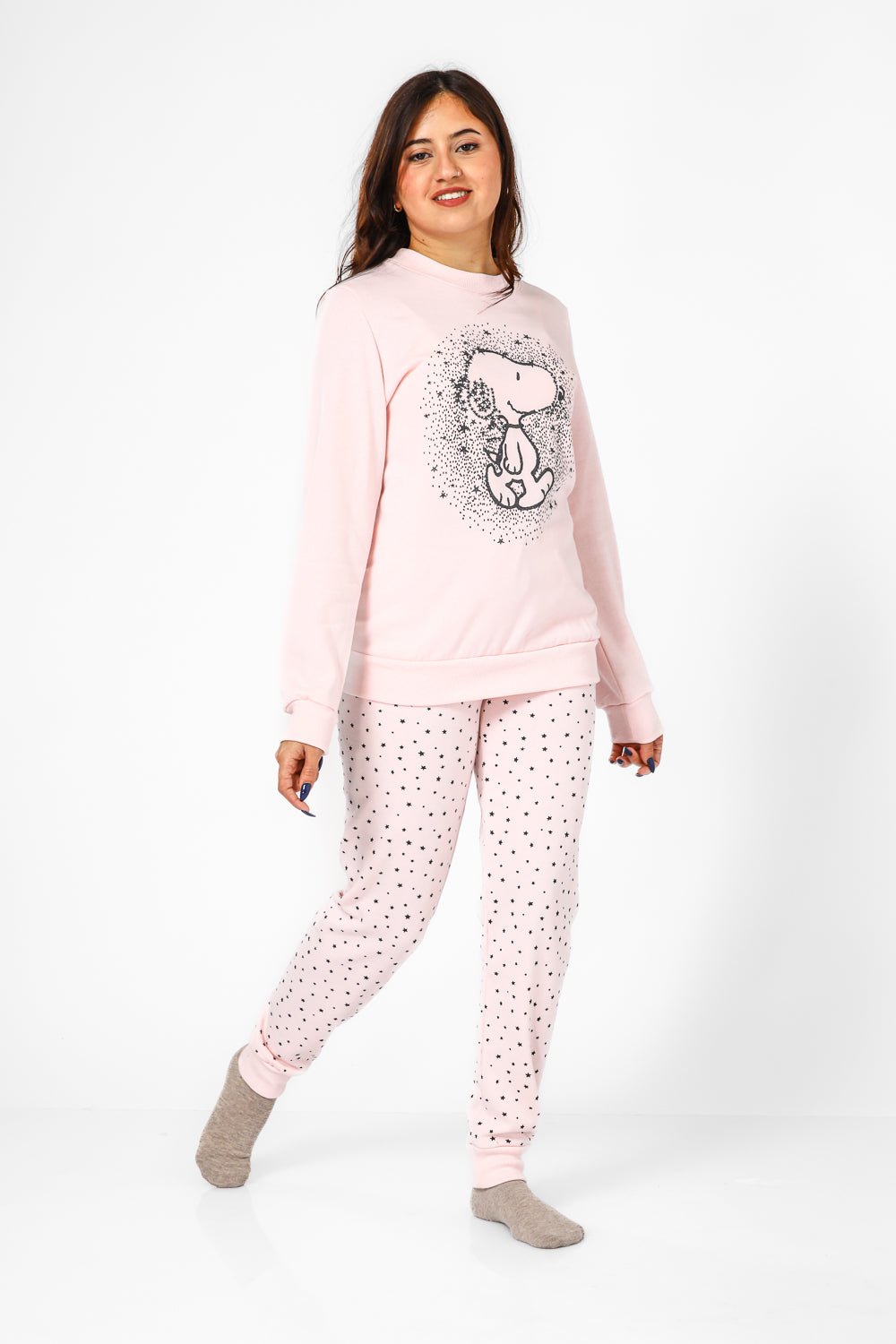 BONITA DE MAS - פיג'מה סנופי זוהר פליז בצבע ורוד - MASHBIR//365