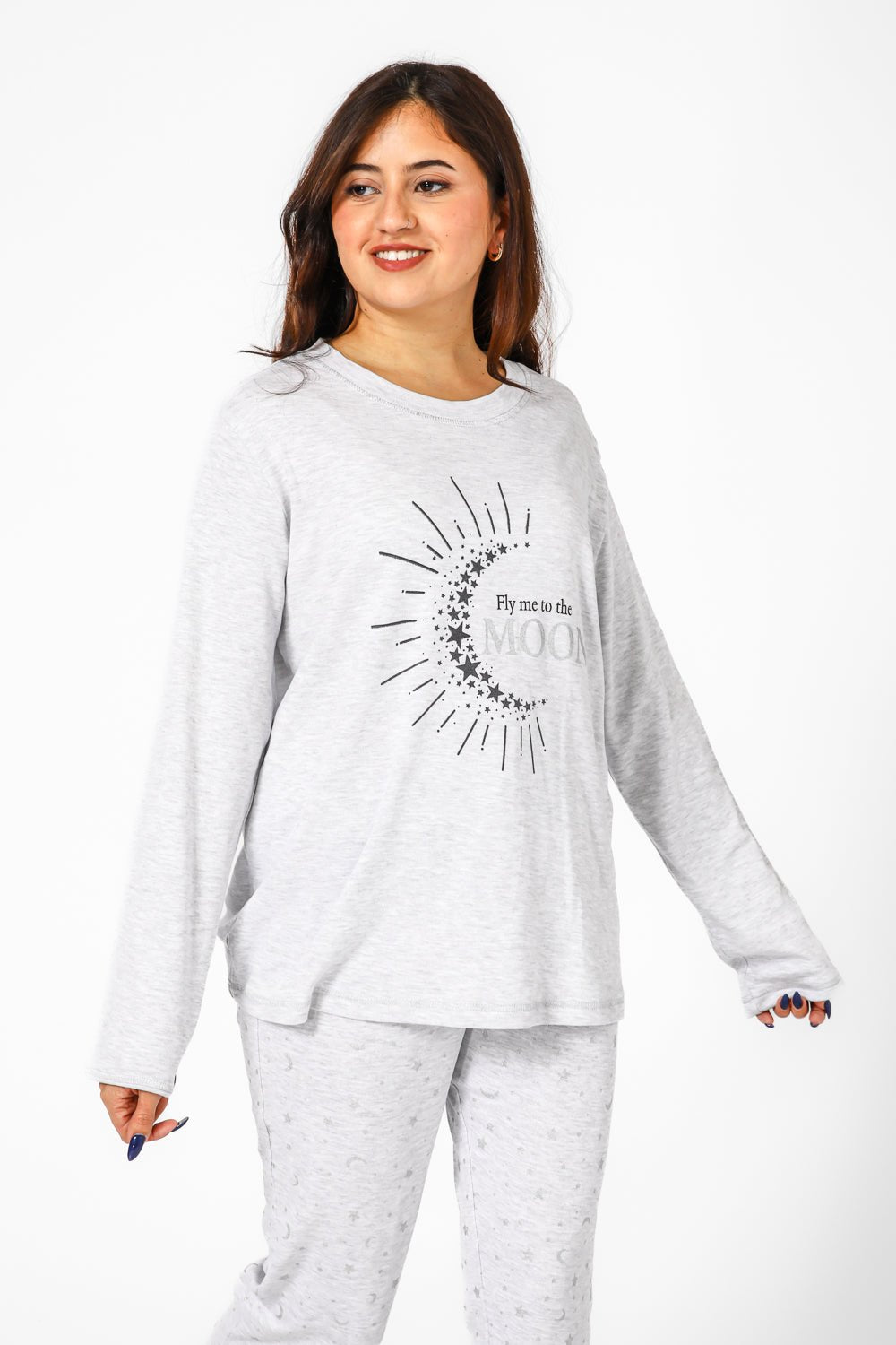 BONITA DE MAS - פיג'מה כוכב ירח כותנה בצבע אפור - MASHBIR//365
