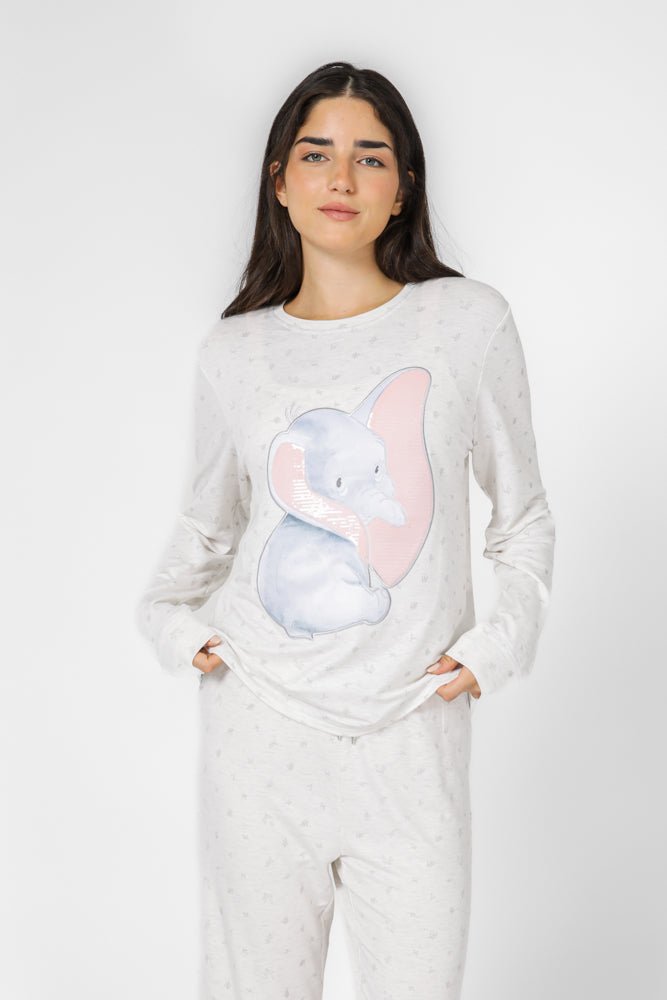 DELTA - פיג'מת פרנץ טרי דמבו פרחוני בצבע שמנת - MASHBIR//365