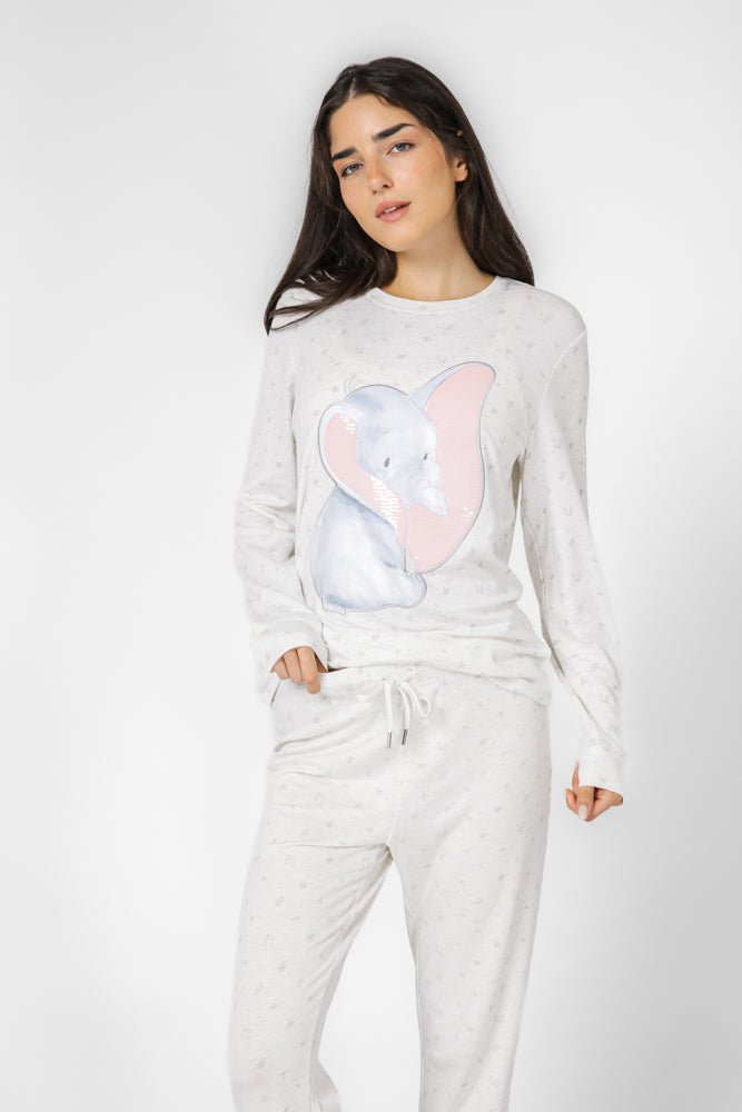 DELTA - פיג'מת פרנץ טרי דמבו פרחוני בצבע שמנת - MASHBIR//365