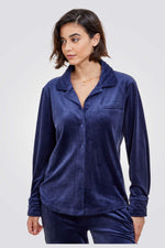 TEHABAD - פיג'מת קטיפה בצבע כחול נייבי - MASHBIR//365