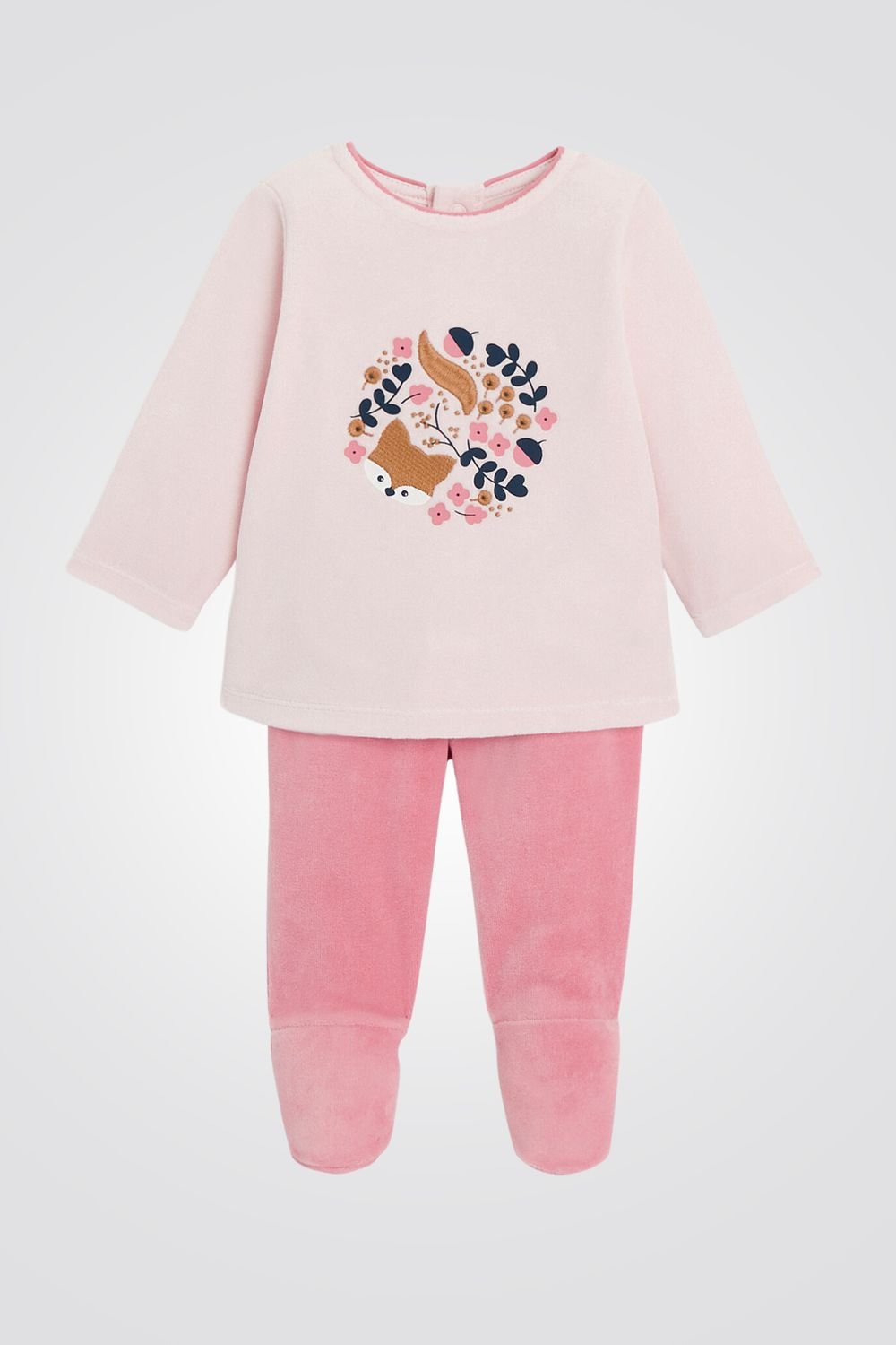 OBAIBI - פיג'מת תינוקות שרוול ארוך בד קטיפה שני חלקים בורוד - MASHBIR//365