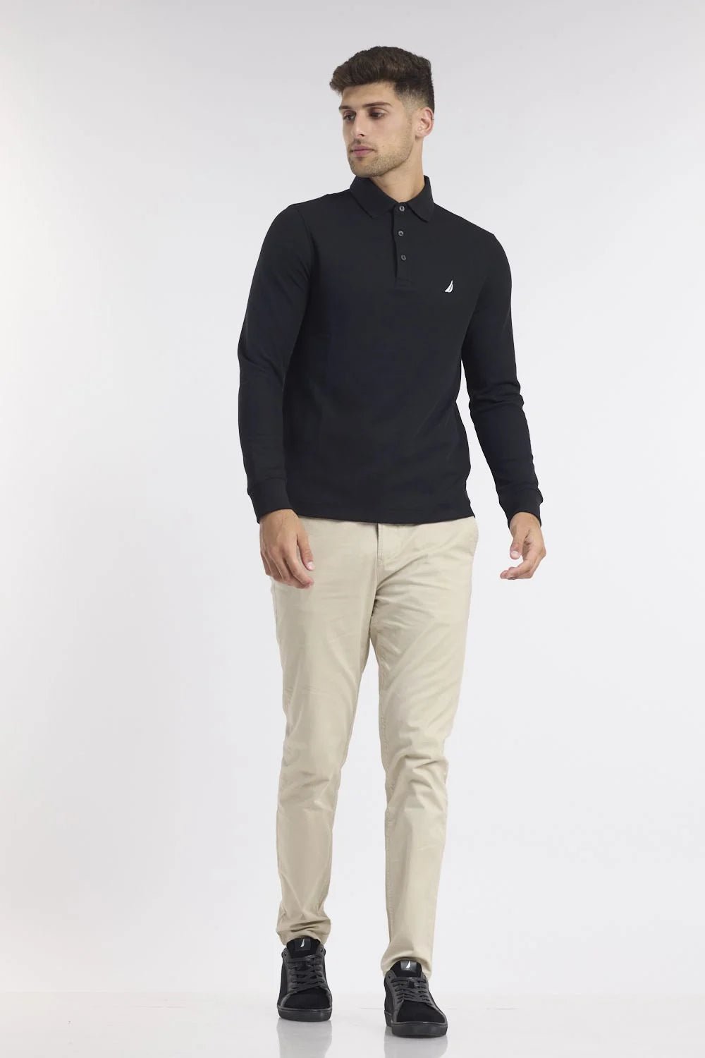 NAUTICA - פולו שחורה לוגו רקום - MASHBIR//365