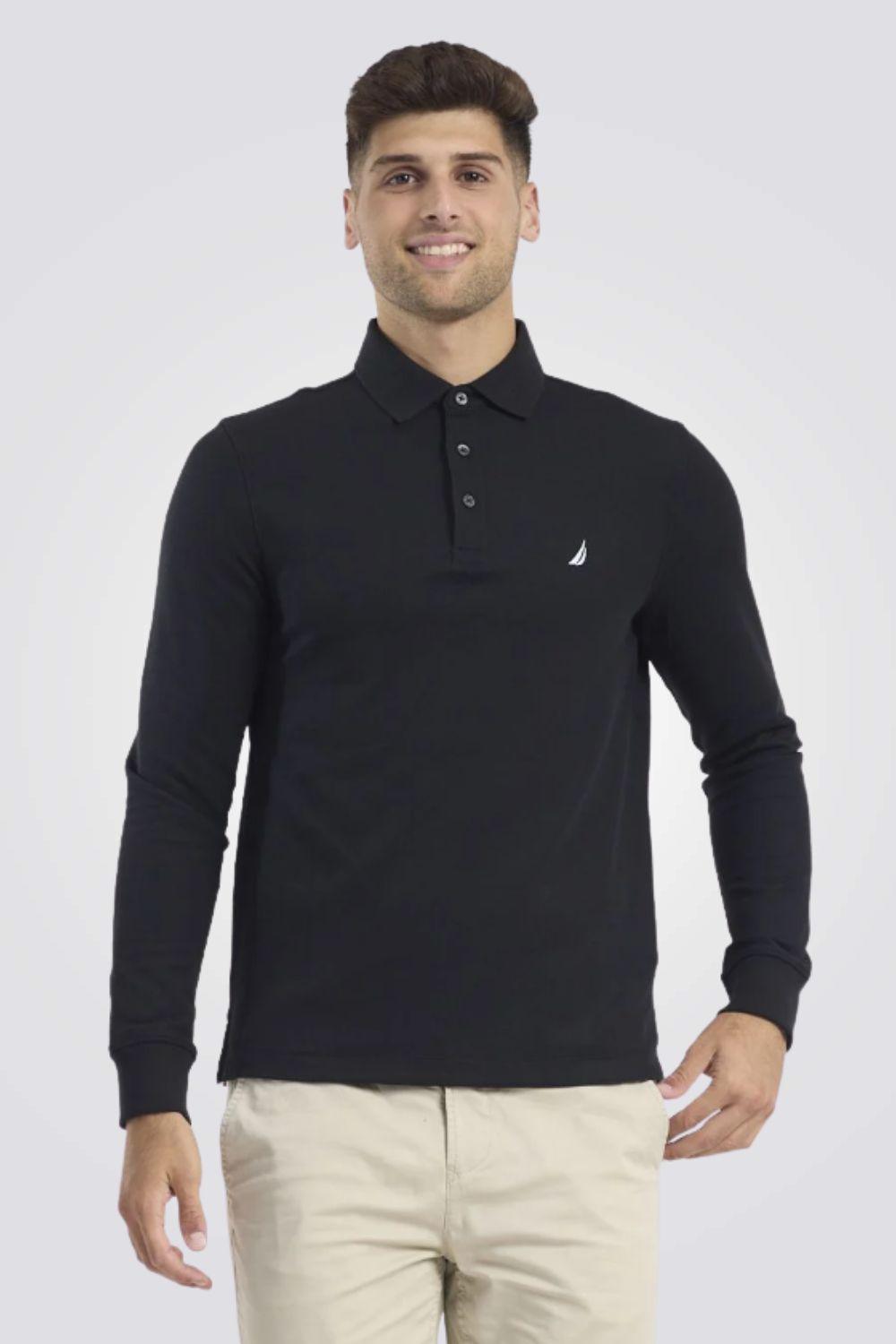 NAUTICA - פולו שחורה לוגו רקום - MASHBIR//365