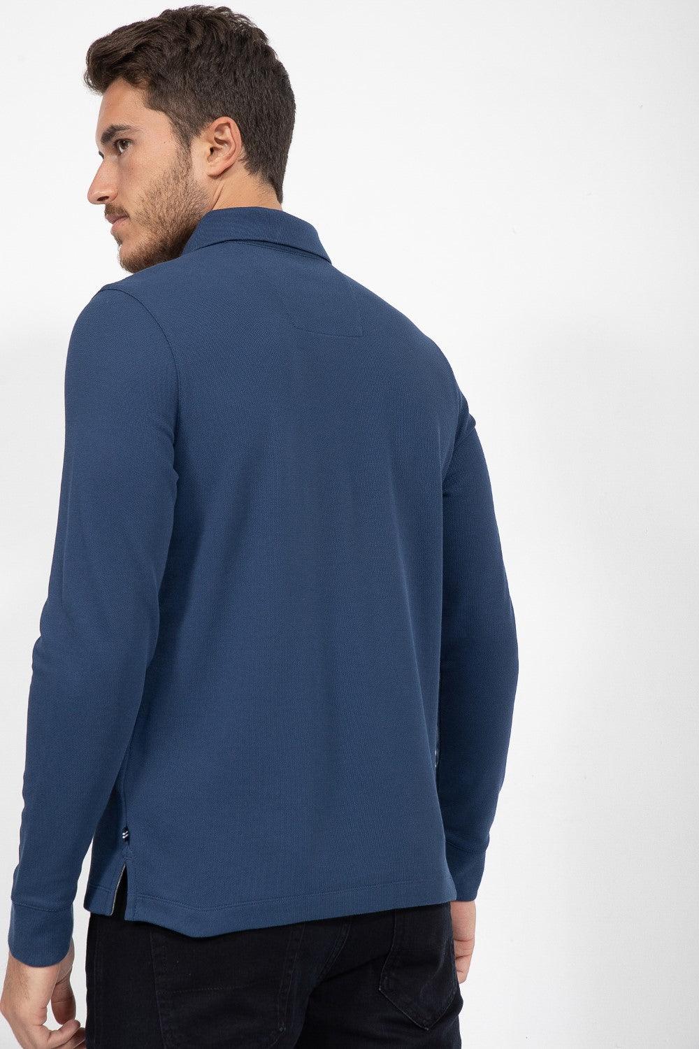 NAUTICA - פולו SLIM FIT לוגו רקום כחול - MASHBIR//365