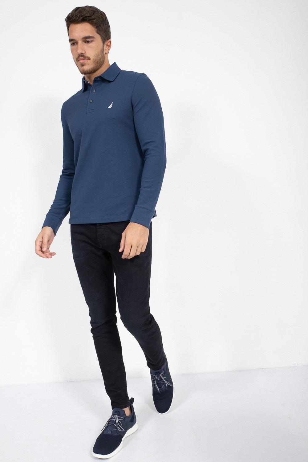 NAUTICA - פולו SLIM FIT לוגו רקום כחול - MASHBIR//365