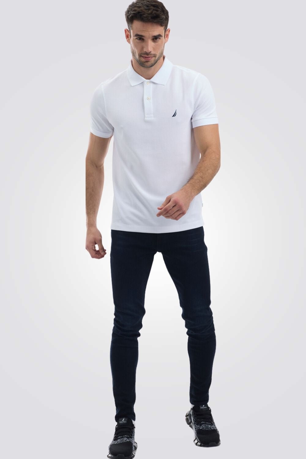NAUTICA - פולו SLIM FIT מנדף זיעה בצבע לבן - MASHBIR//365