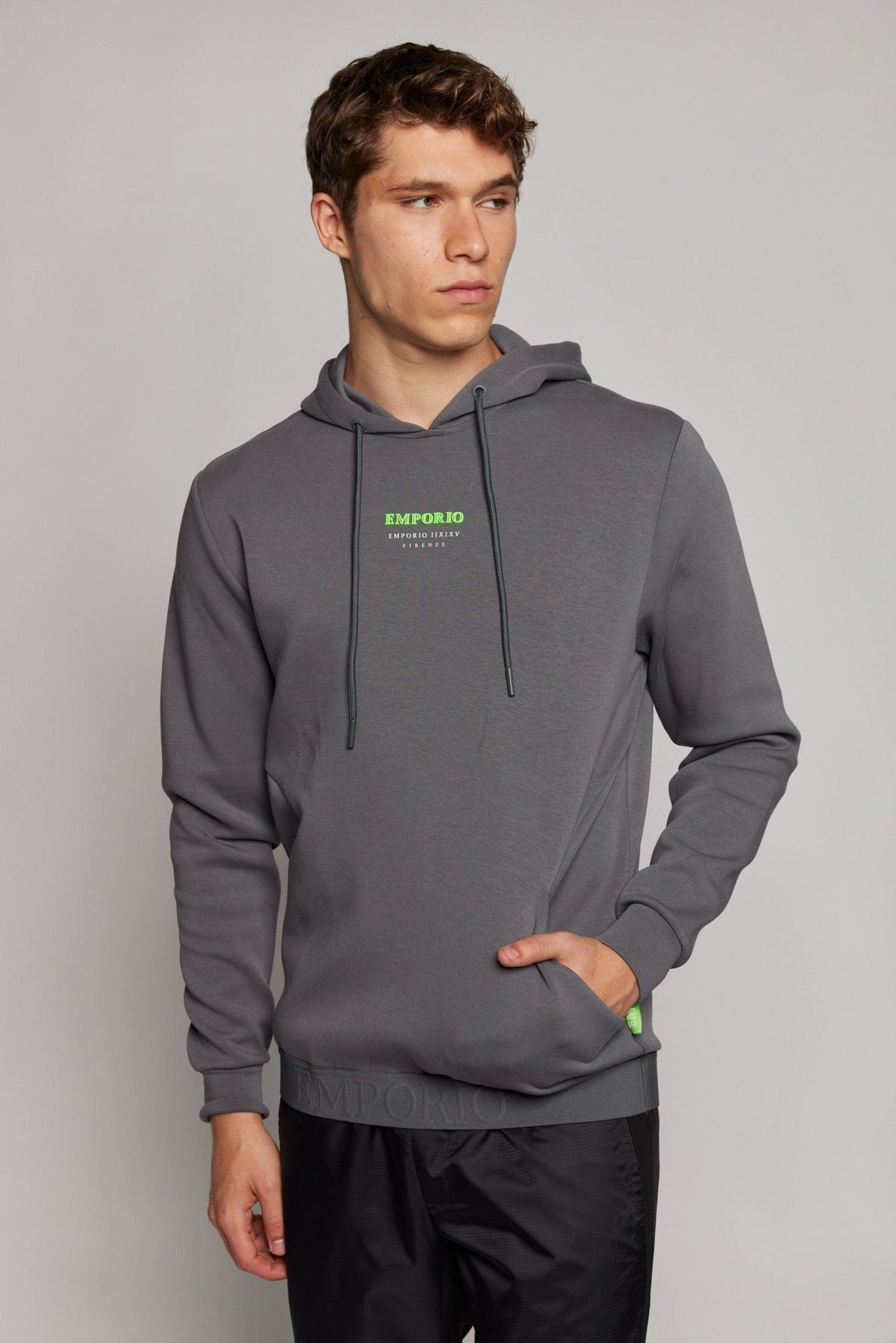 EMPORIO VALENTINI - פוטר קפוצ'ון בצבע אפור עם לוגו - MASHBIR//365