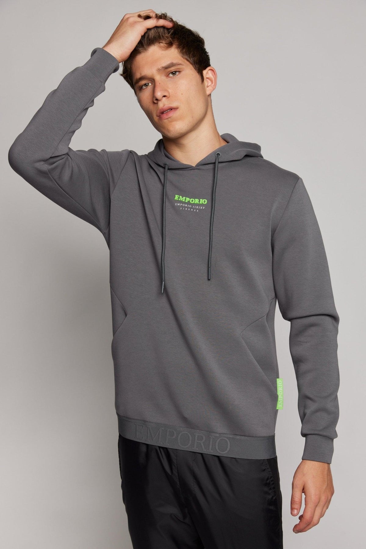 EMPORIO VALENTINI - פוטר קפוצ'ון בצבע אפור עם לוגו - MASHBIR//365