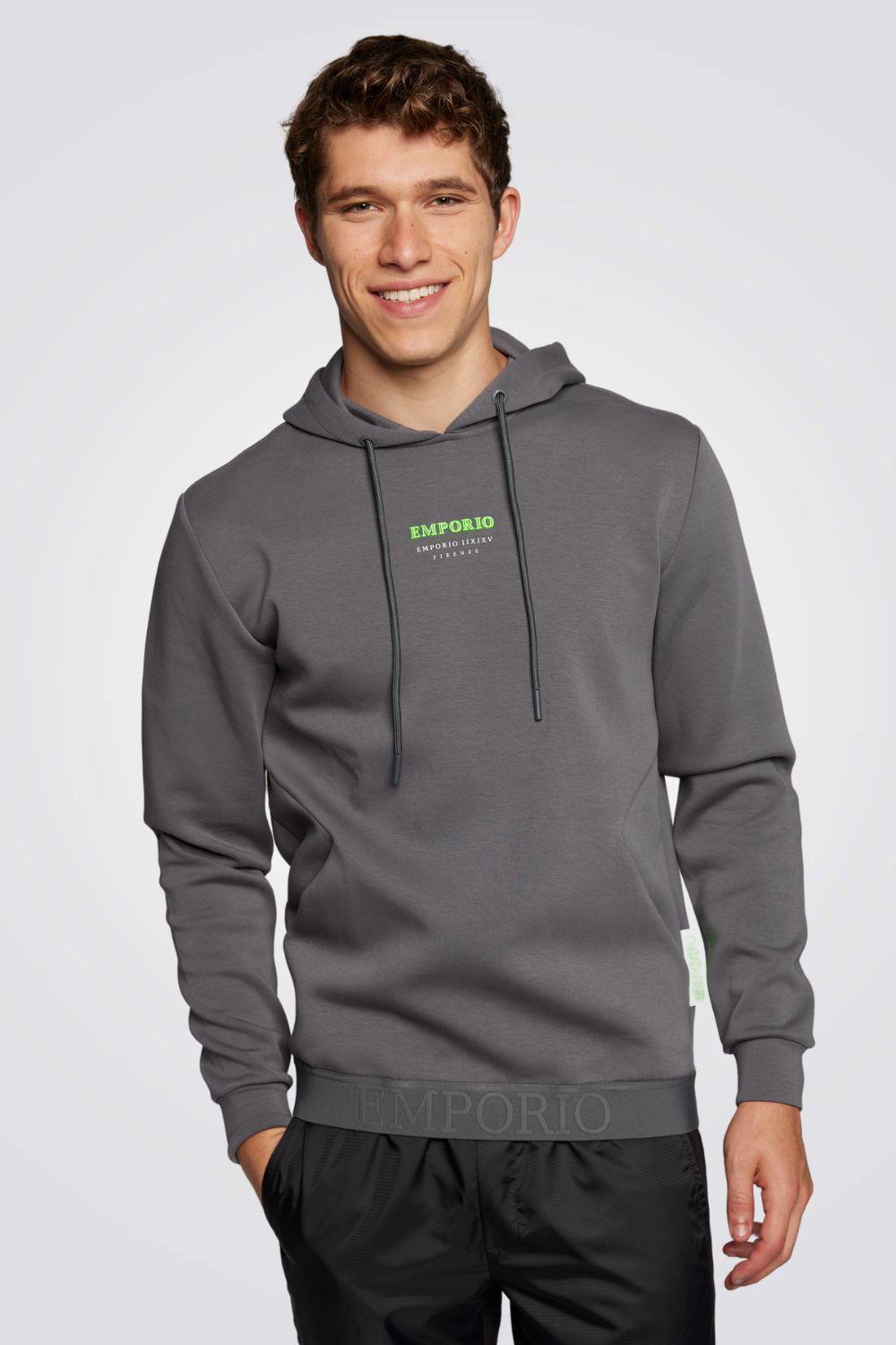 EMPORIO VALENTINI - פוטר קפוצ'ון בצבע אפור עם לוגו - MASHBIR//365