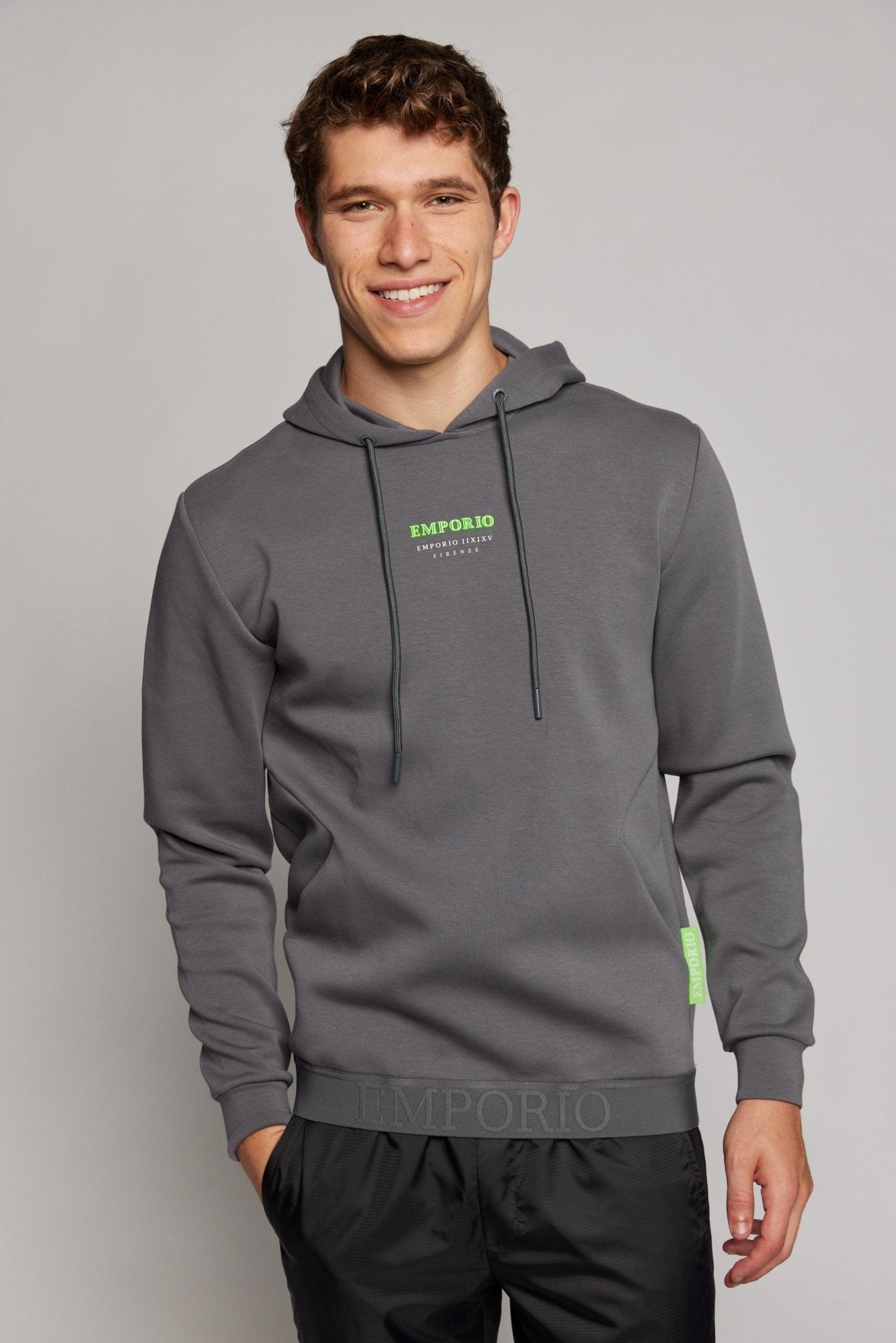 EMPORIO VALENTINI - פוטר קפוצ'ון בצבע אפור עם לוגו - MASHBIR//365