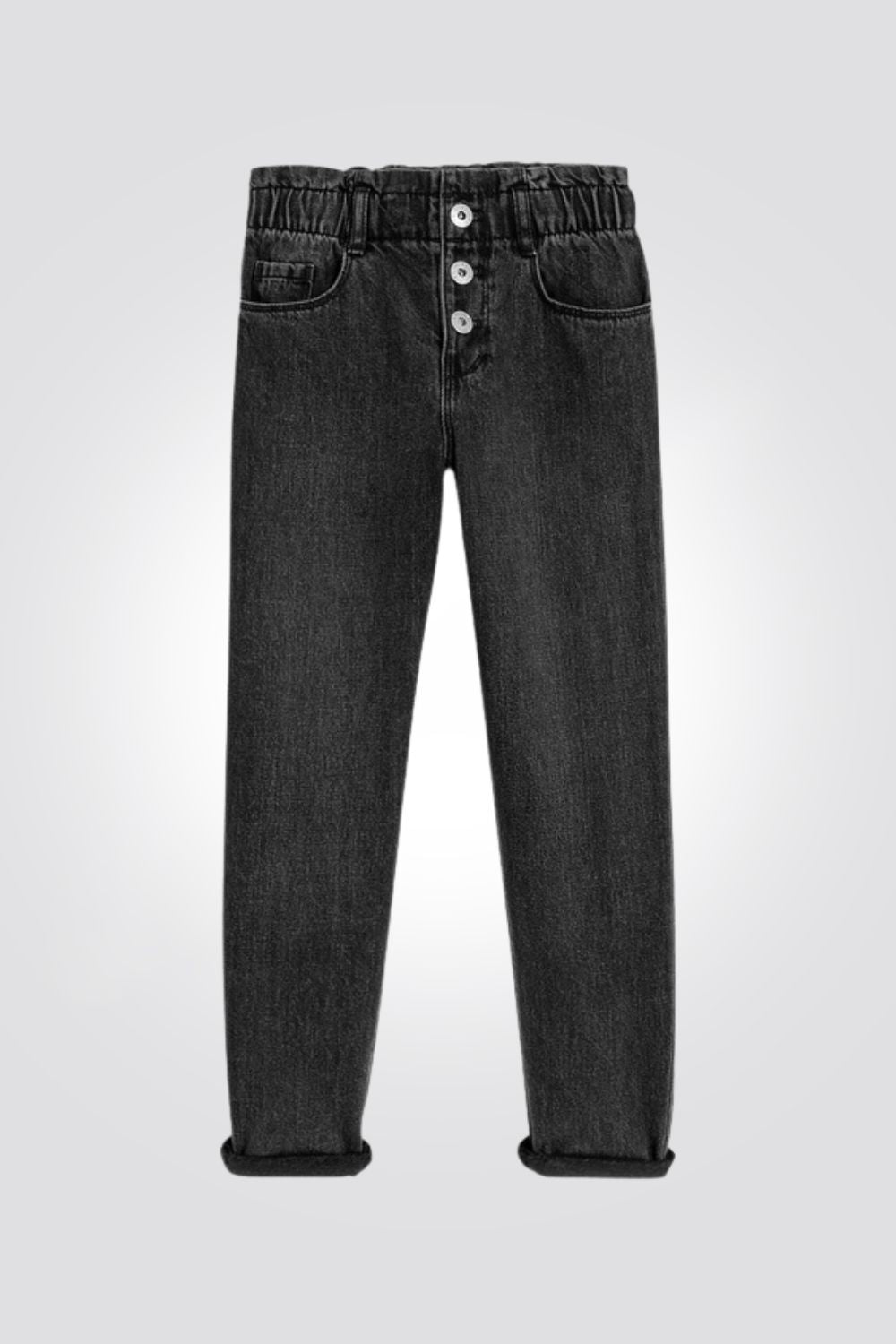 OKAIDI - ג'ינס בגזרת אמא בצבע שחור לילדות - MASHBIR//365