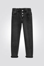 OKAIDI - ג'ינס בגזרת אמא בצבע שחור לילדות - MASHBIR//365