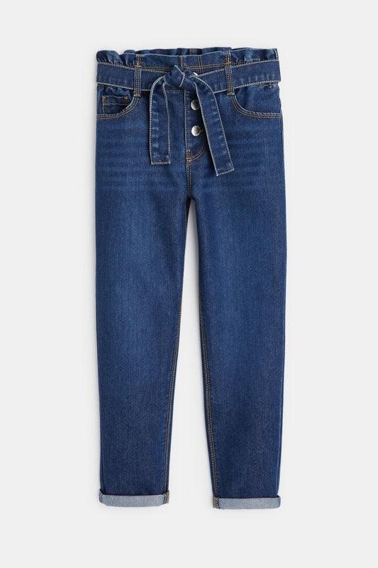 OKAIDI - ג'ינס חגורת קשירה בצבע כחול לילדות - MASHBIR//365
