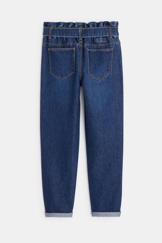 OKAIDI - ג'ינס חגורת קשירה בצבע כחול לילדות - MASHBIR//365