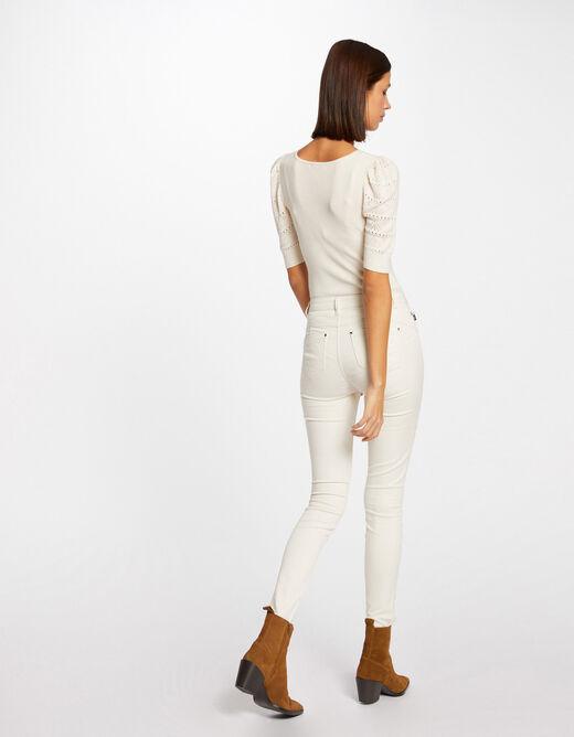 MORGAN - ג'ינס עם פרטי תכשיט בצבע שנהב - MASHBIR//365