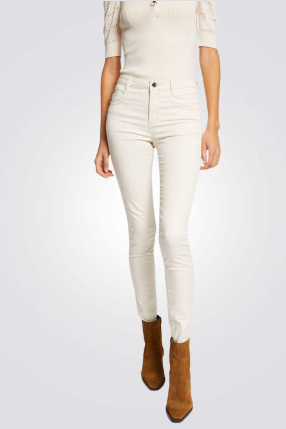 MORGAN - ג'ינס עם פרטי תכשיט בצבע שנהב - MASHBIR//365