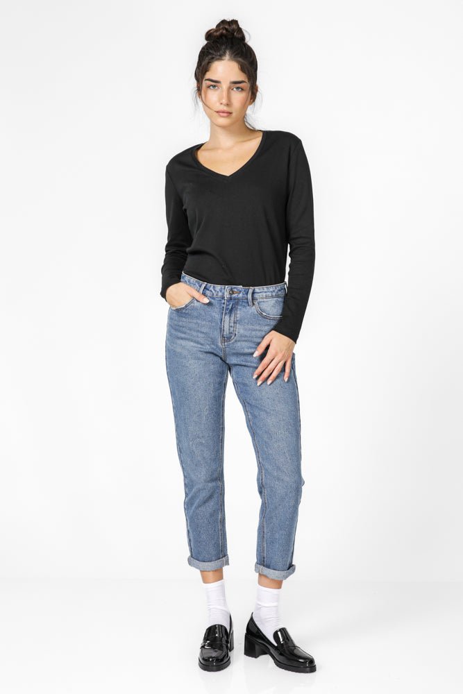 KENNETH COLE - ג'ינס מותן נמוכה בצבע כחול בהיר - MASHBIR//365