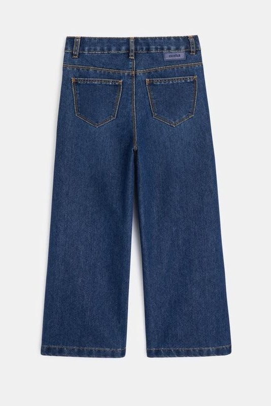 OKAIDI - ג'ינס רחב בגזרה גבוהה בצבע כחול לילדות - MASHBIR//365