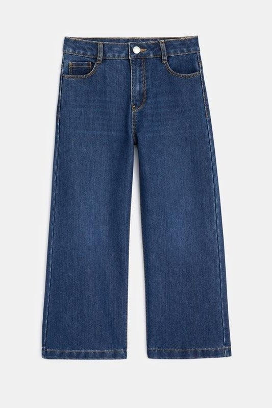 OKAIDI - ג'ינס רחב בגזרה גבוהה בצבע כחול לילדות - MASHBIR//365