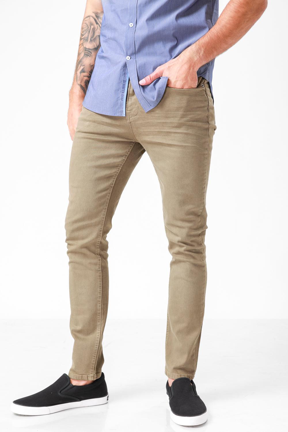 KENNETH COLE - ג'ינס סטר'ץ צבע ירוק זית - MASHBIR//365