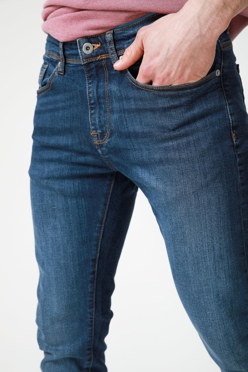 KENNETH COLE - ג'ינס כותנה לייקרה SLIM בצבע כחול - MASHBIR//365