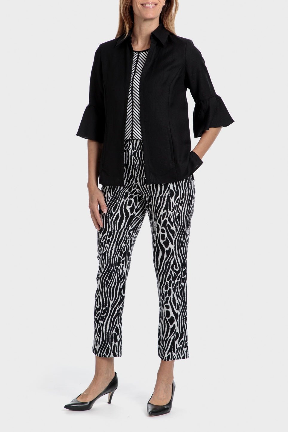 PUNT ROMA - ג'קט אלגנט עם שרוולי 3/4 בצבע שחור - MASHBIR//365