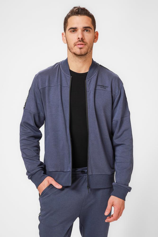 KENNETH COLE - ג'קט דנים שחור עם כיתוב לוגו בכתף - MASHBIR//365