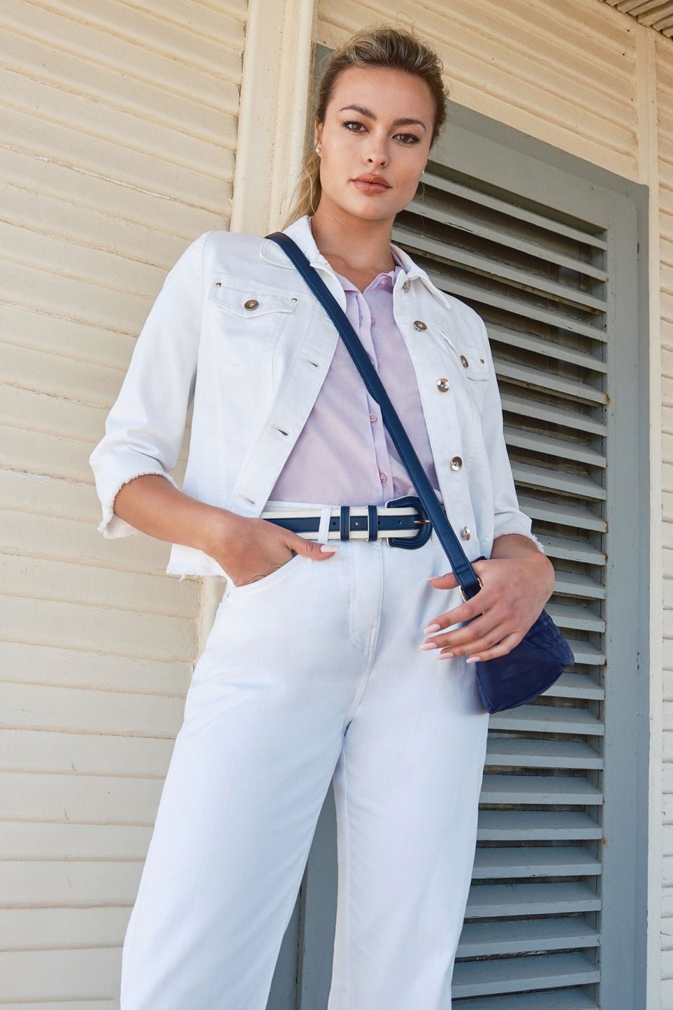 PUNT ROMA - ג'קט ג'ינס בצבע לבן - MASHBIR//365