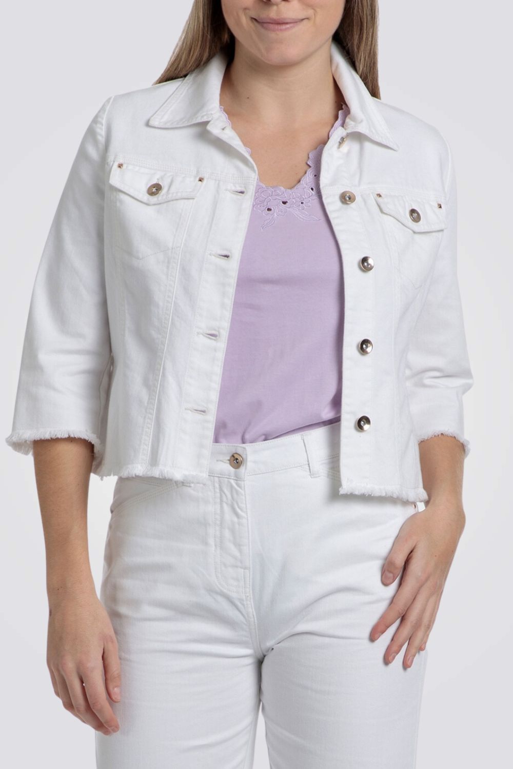 PUNT ROMA - ג'קט ג'ינס בצבע לבן - MASHBIR//365