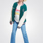 OKAIDI - ג'קט ילדים בסגנון קולג' ירוק עם שרוולים לבנים - MASHBIR//365 - 1