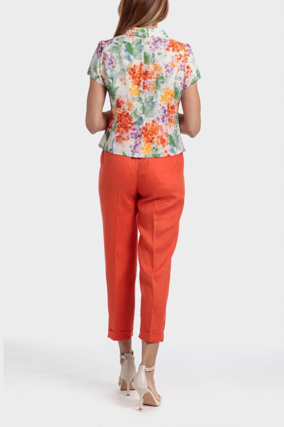 PUNT ROMA - ג'קט קצר פרחוני בצבע כתום - MASHBIR//365