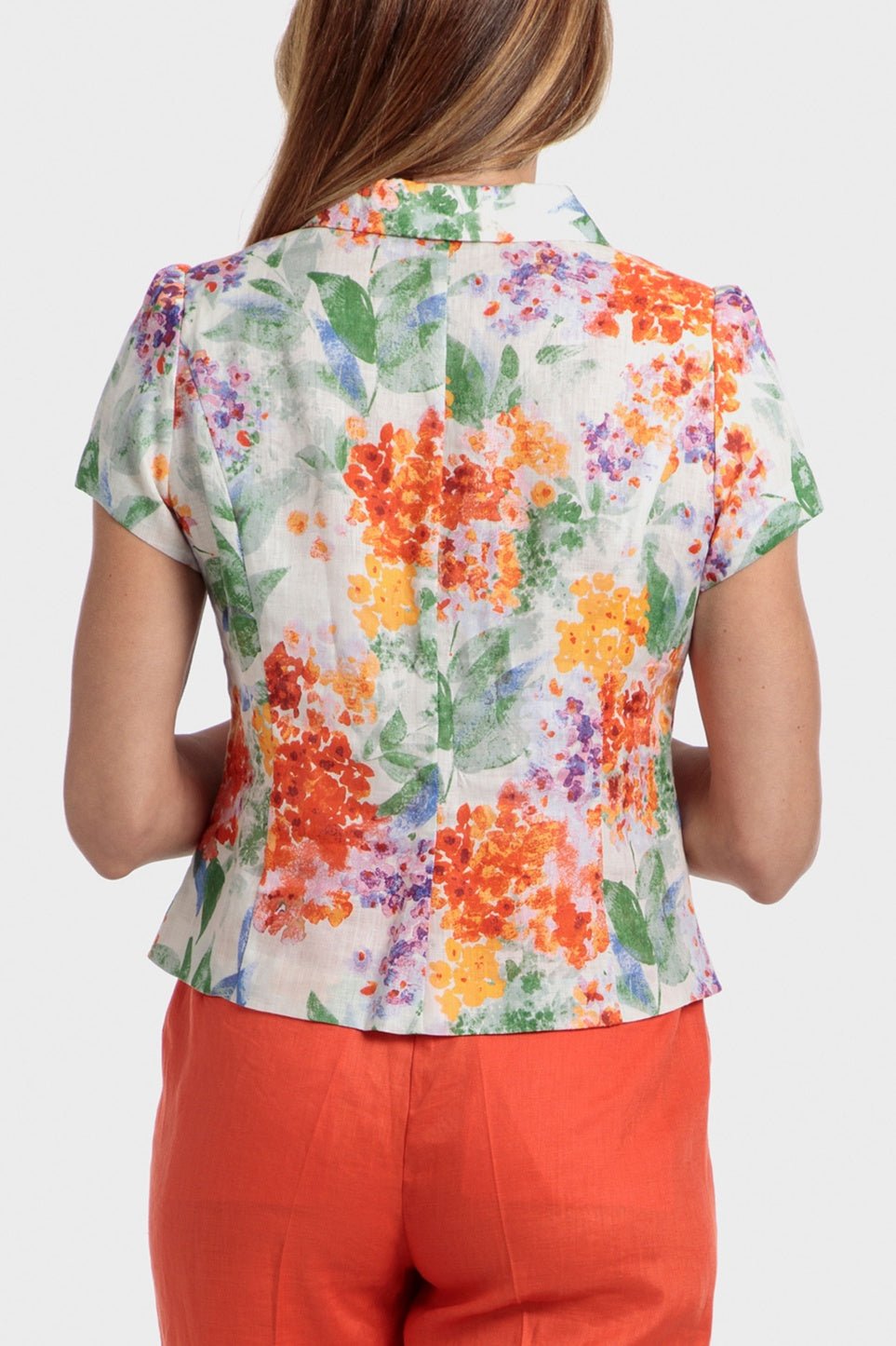 PUNT ROMA - ג'קט קצר פרחוני בצבע כתום - MASHBIR//365