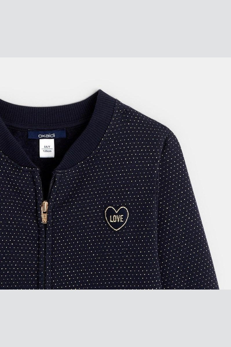 OKAIDI - ג'קט ליב הדפס נקודות בצבע כחול לילדות - MASHBIR//365